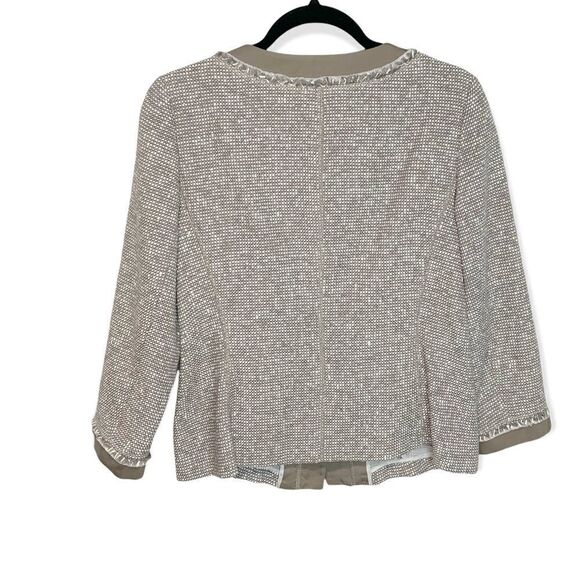 Lafayette 148 Taupe Tweed & Satin Snap Blazer Jacket  Size 6 U1 - Picture 8 of 9